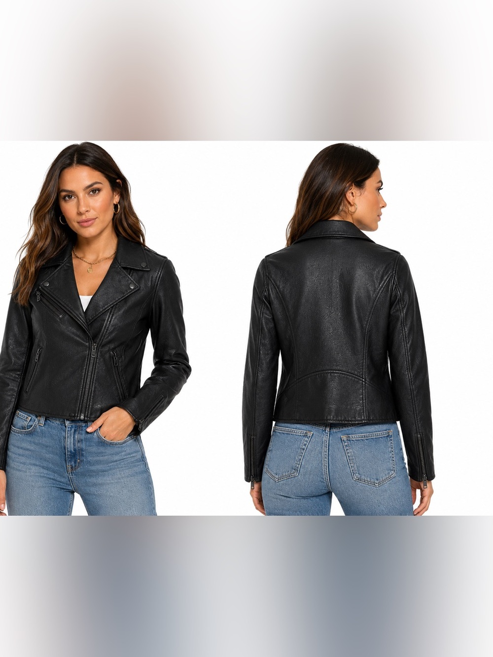 Blank NYC Black Faux Leather Moto Jacket Women’s Medium
